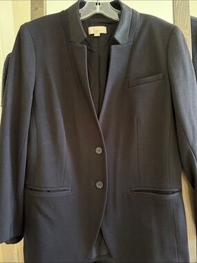 LOFT Black Notchless Collar Two-Button Blazer